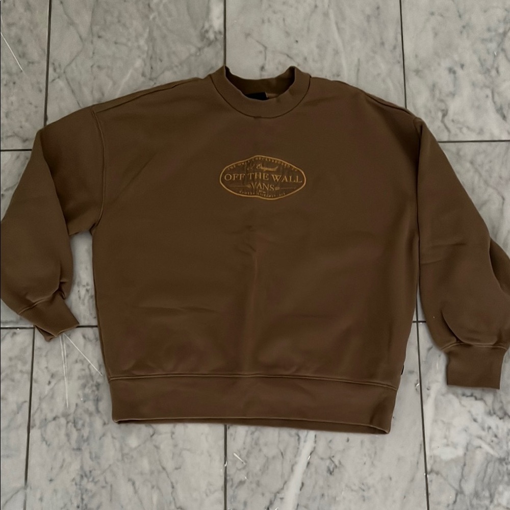 Vans Brown Crewneck Sweatshirt with Subtle Logo